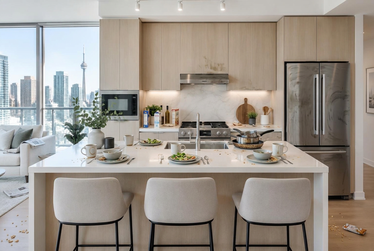 Toronto condo kitchen before cleaning